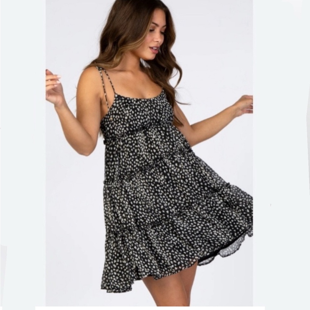 Shop Neighbor Animal Print Tiered Mini Dress- S